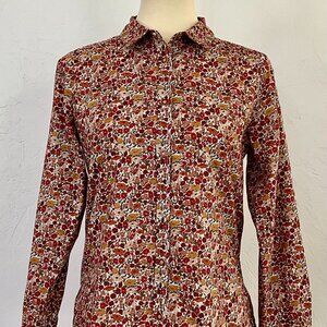 🍁 Kimberley Fall Floral Button-Up Blouse Size 42 Long Sleeve Multicolor
